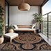 Luul Home Medallion Outdoor Rug 6x9 Washable Outside Carpet for Indoor Patio Porch Waterproof Easy Cleaning Non Shedding Area Rugs Nut Brown 6 x 9