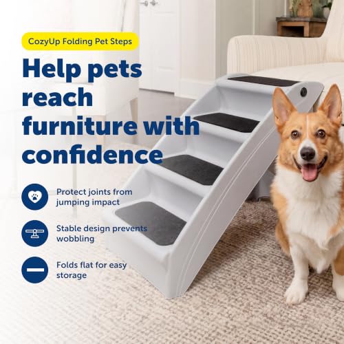 PetSafe CozyUp Folding Dog Stairs, 20 in Tall, Gray - Image 2