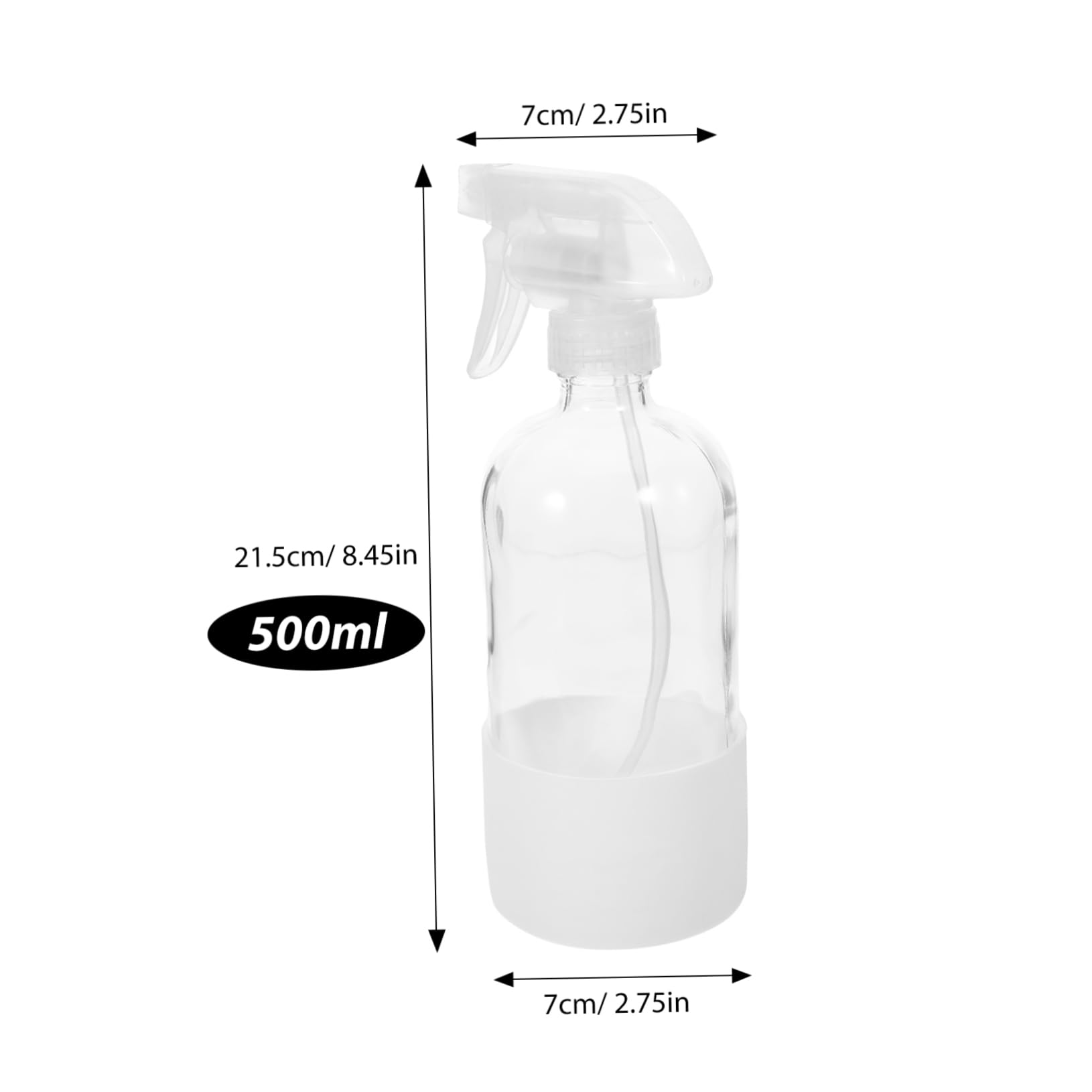 PRETYZOOM 2 Botellas Pulverizadoras de Vidrio Reutilizables, 500ml, con Funda de Silicona, Neblina para Limpieza y Riego