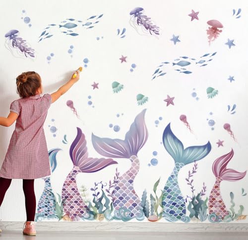 Vinilo decorativo cola de sirena para habitación infantil miniatura 1