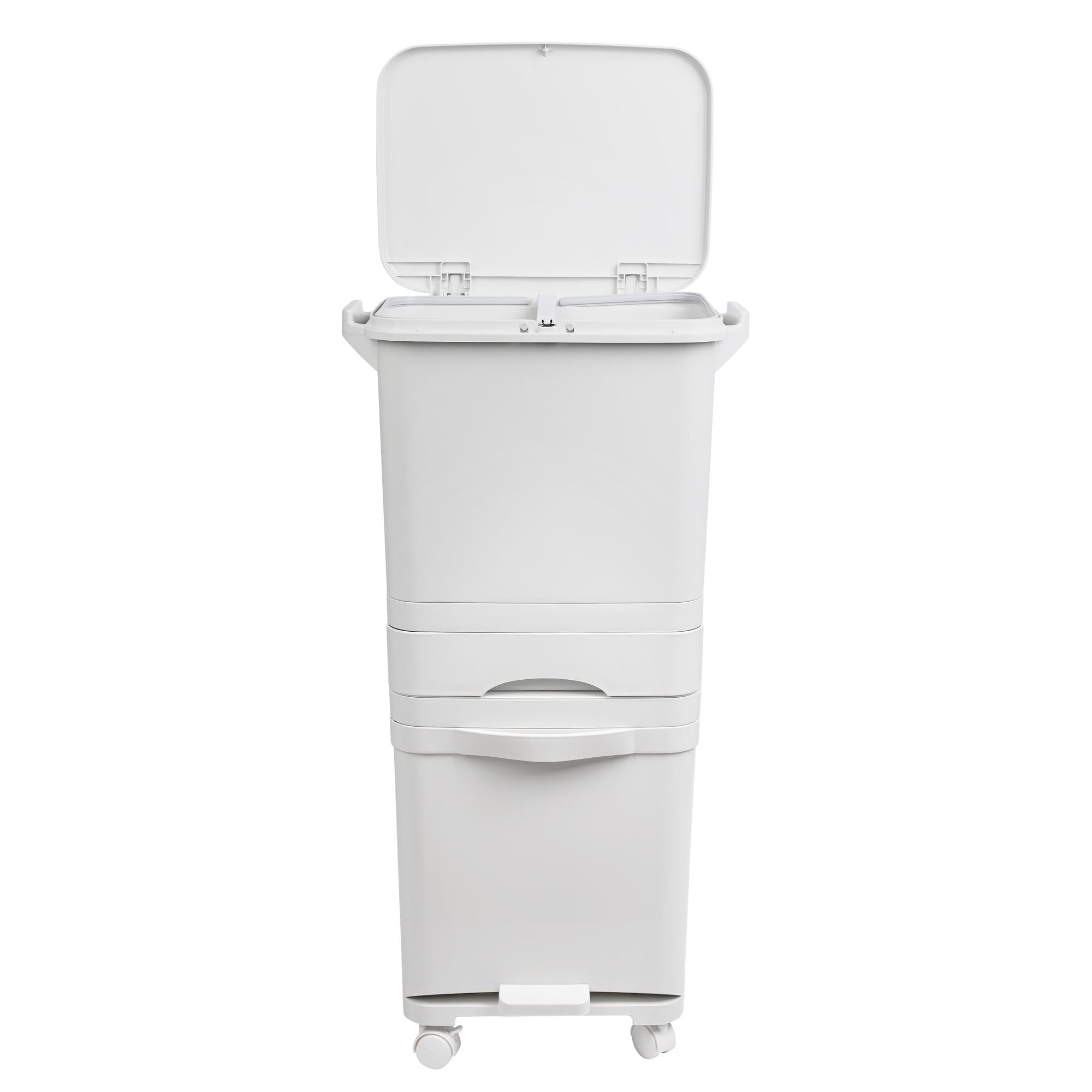 Poubelle de recyclage à tri sélectif 42 L triple compartiment avec pédale roulettes poignée