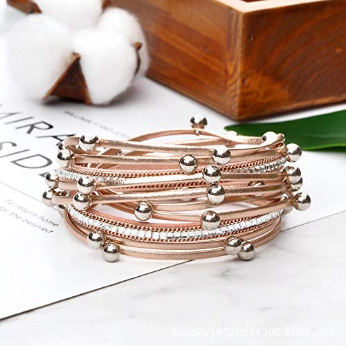 Bracelet cuir pour femme rose à strass : le cadeau idéal