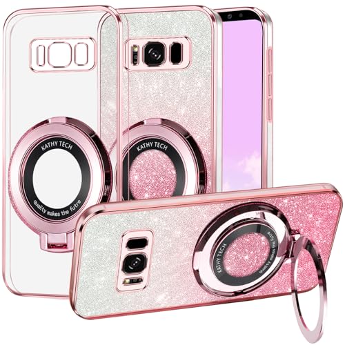 Coque silicone Samsung S8 Plus MagSafe transparente avec anneau rose