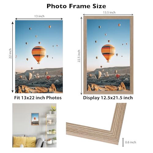 Image of JCJMY 13x22 Picture Frame Rustic Brown for Poster Photo Picture, Horizontal and Vertical Formats for Wall Hanging, 13 x 22 Wall Gallery Poster Photo Frame for 13 by 22 Photos Posters, Rustic Brown