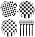 60Pcs Race Car Black and White Checkered Party Supplies Racing Tableware Set 7