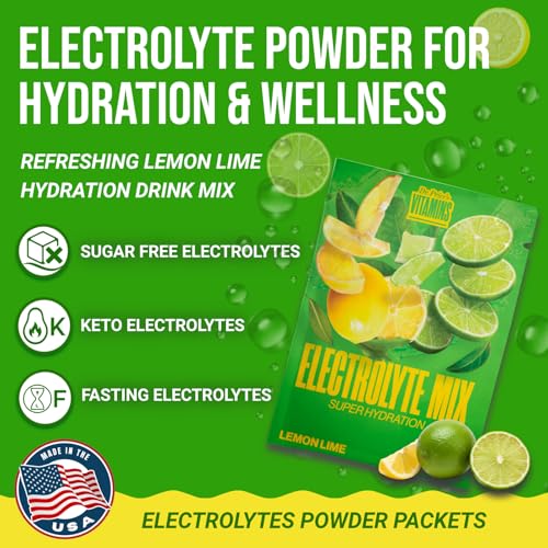 Image of Dr. Price's Vitamins Electrolytes Powder Packets, Lemon Lime, 30 Pack | Sugar Free Hydration, Electrolyte Mix, Sodium, Potassium & 72+ Trace Minerals, Keto Friendly, Made in USA, Doctor-Formulated