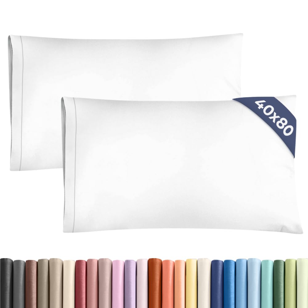 Federa 40x80 Bianco - Set da 2 - Federe in Microfibra di Alta Qualità - Morbide, Confortevoli e Lavabili in Lavatrice - Federa 40x80 per Cuscini, Set 2 Federe Bianco - OEKO-TEX Certificato