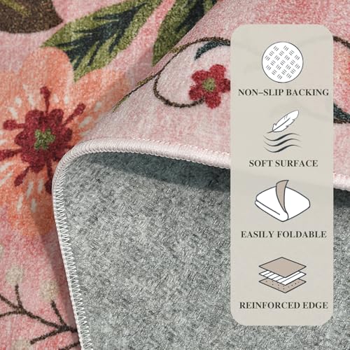 Tapete Boho Floral 5x7 Pulgadas Lavable Antideslizante miniatura 4