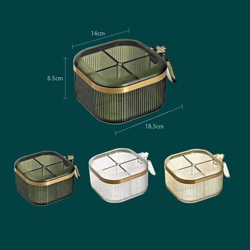 Gewürzspender, Gewürzbox, Gewürzbox mit 4 Fächern, for Haushalt und Küche, Gewürzgläser, Dosen, Zucker, Salz, Mononatriumglutamat, Aufbewahrung von Gewürztöpfen, Flaschen, einfach (Farbe: Gelb, Größe(