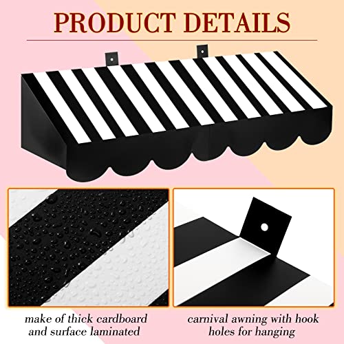 Image of Tallew 4 Pcs 3D Circus Awning Wall Decoration Farmers Market Party Decorations Carnival Awning for Halloween Carnival Theme Party Classroom Decorations(Black and White)
