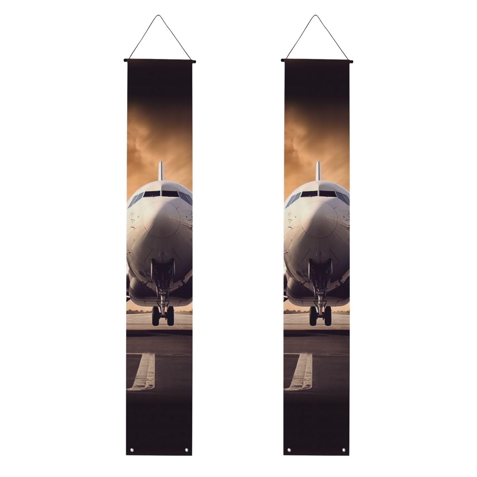 Airplane Porch Banner 2PCS, Summer Hanging Flag Party Porch Sign Front Door Hanging Decorations for Indoor Outdoor Holiday Yard Decor Wall Backdrop 71 x 12 Inch