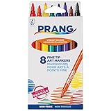 PRANG Fine Line Art Markers, Washable, 2.75mm Fine Tip, 8-Color Set (80719)