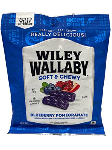 Wiley Wallaby Soft & Chewy Flavored Licorice Candy Bundle: (2) 4 Oz Blueberry Pomegranate Bags & Thisnthat Recipe Card #TOP2