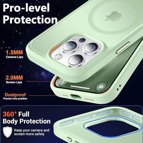 Image of MOCCA Magnetic Shockproof for iPhone 15 Pro Case,Light Green | 13ft Drop Tested | Compatible with MagSafe | Anti-Slip Matte Finish | Raised Camera & Screen Lip | Ultra-Slim Design
