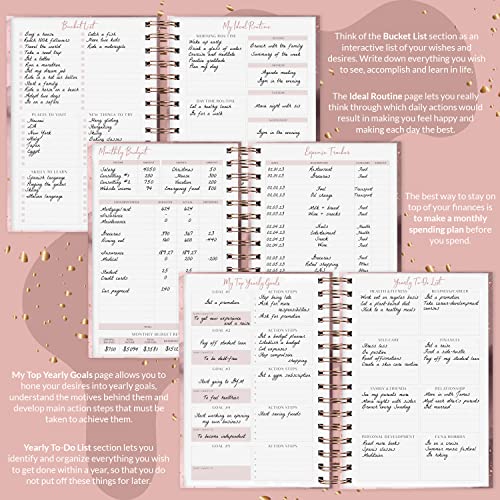 Image of PLANBERRY Hourly Schedule Planner Premium - Undated Weekly Organizer with Time Slots & Monthly Budget - Time Management, Goal Setting, To-Do List & Habit Tracker -6.9″x8.5″(Rose Gold)