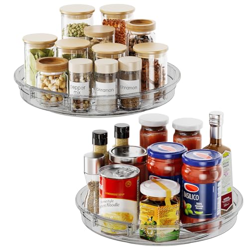 LAMU 2 Pack Lazy Susan Organizer 9.25 inch Lazy Susan Turntable for Cabinet, Rotating Spice Organization for Cabinet, Ki - Detailed View