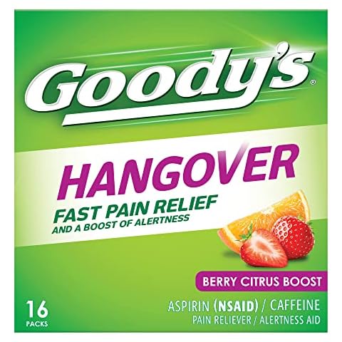 Goody's Hangover Powders, Fast Pain Relief & Boost Of Alertness, Berry Citrus Flavor Dissolve Packs, 16 Individual Packets Cover