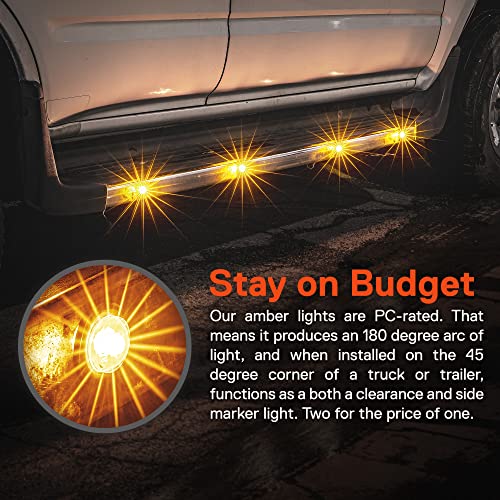 2Pc 3/4" Round Amber Trailer Led Marker Light [Dot Fmvss 108] [Sae P2Pc] [Semi-Spherical Output] [Ip67 Waterproof] [Bullet Style] Round Clearance Marker Lights For Trailer Truck #TOP3