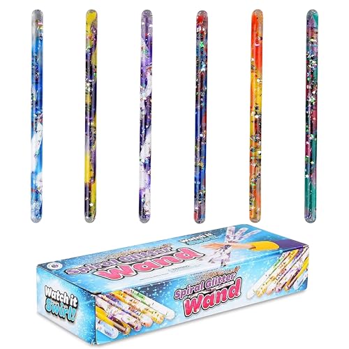 Forest & Twelfth 12.5” Spiral Glitter Wands for Wizard and Fairy Princess Pretend Play, Fun Magic Wand Toys for Halloween Parties, Party Favors, Stocking Stuffers, Giveaways