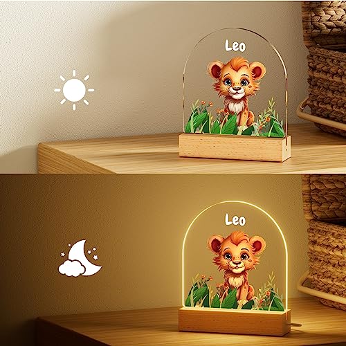 Lámpara de noche acrílica personalizada con luz león miniatura 3