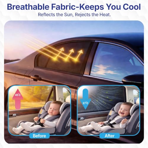Image of KINGSWAY Car Sun Shade Curtains Only Compatible with BYD ATTO 3 (2022 Onwards) | Z-Black Fix-Type (Non-Magnetic) | UV & Heat Protection | Pack of 4 Pcs