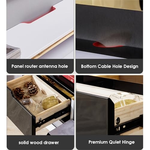 FPIGSHS Mueble TV Suspendido Moderna Mueble de TV Flotante Negro Consola Multimedia Entretenimiento Pared Armario Televisión con Puertas y Cajones Ideal para Salón y Dormitorio (A, 120cm) - imagen 5