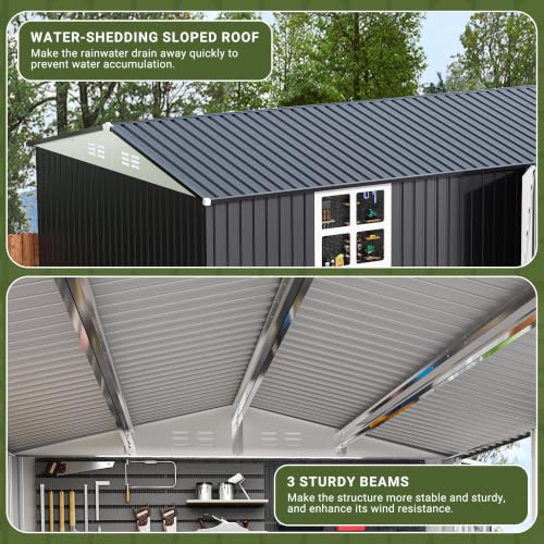 Image of Polar Aurora 10X14 FT Metal Outdoor Storage Shed with Window