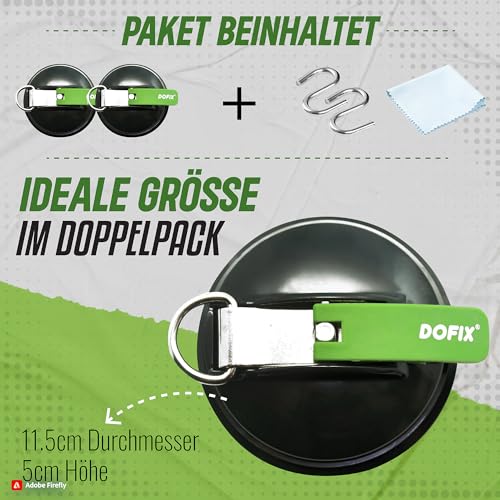Dofix 2er Set Saugnapf mit Haken Saughaken bzw. Saughalter zur leichten Befestigung ohne Bohren Saugnapfhalterung bis zu 12kg inkl. 2 SHaken für Haushalt und Camping
