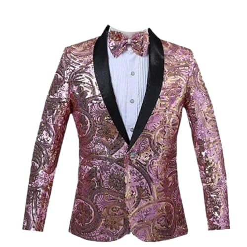 Men Sequin Suit Single Button Jacket Male Wedding Prom Party Dress Blazer Coats