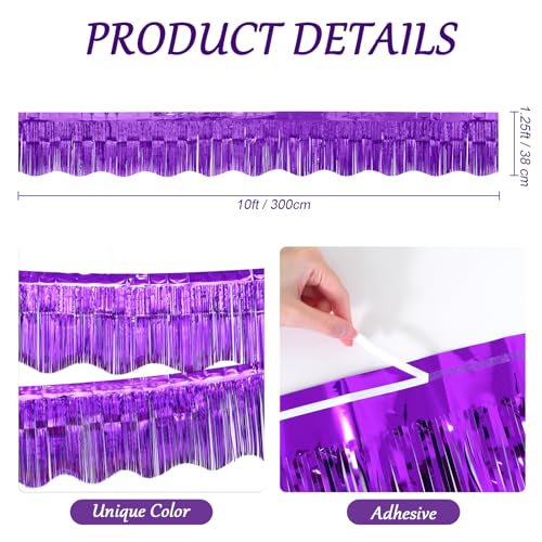 Image of LOLStar Purple Foil Fringe Tinsel Garland, Tinsel Streamers Banner, 6 Pack | 60Ft Tinsel Streamers, Shiny Purple Wall Hanging Tinsel Fringe Banners for Graduation, Parade Float, Halloween Party Decor