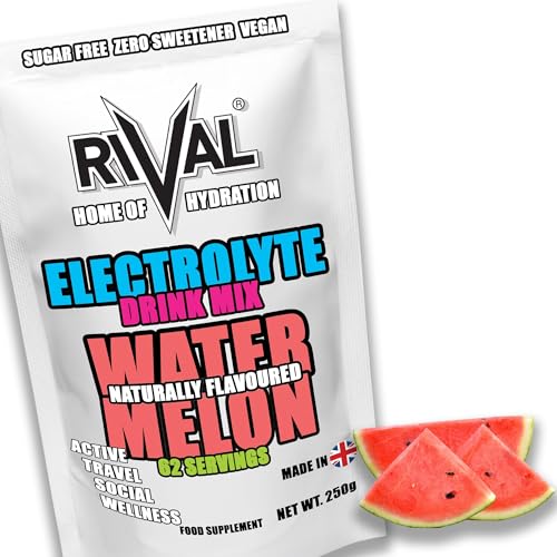 Rival Electrolyte Powder 250g Rapid Rehydration Naturally Flavoured, Sugar Free, Zero Carbs, Vegan, Keto Friendly - 62 Servings Made in The UK | Watermelon