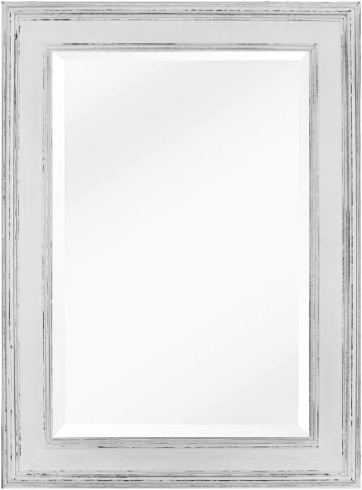 Antic by Casa Chic Vintage Solid Wood Shabby Chic Wall Mirror Large 90x60 cm Bathroom Lounge Hallway Rustic Country Style Distressed White