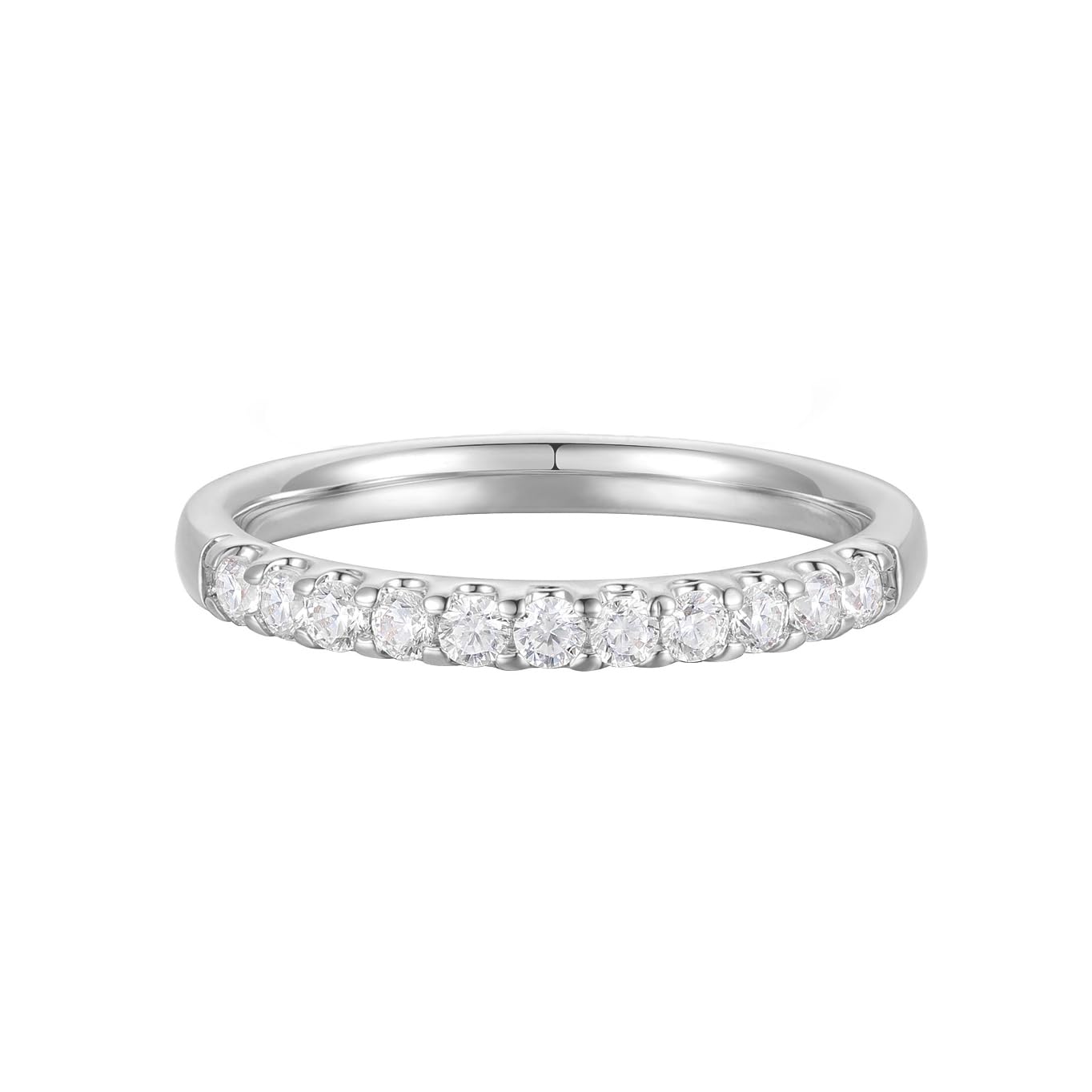 Moissanite Wedding Bands 14K Gold Round Cut 2mm Eternity Ring