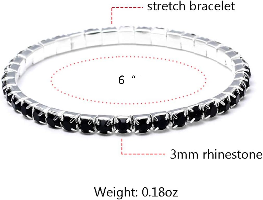 Zealmer Sparkle Multicolor Rhinestone Stackable Stretch Bracelets for Women image 3