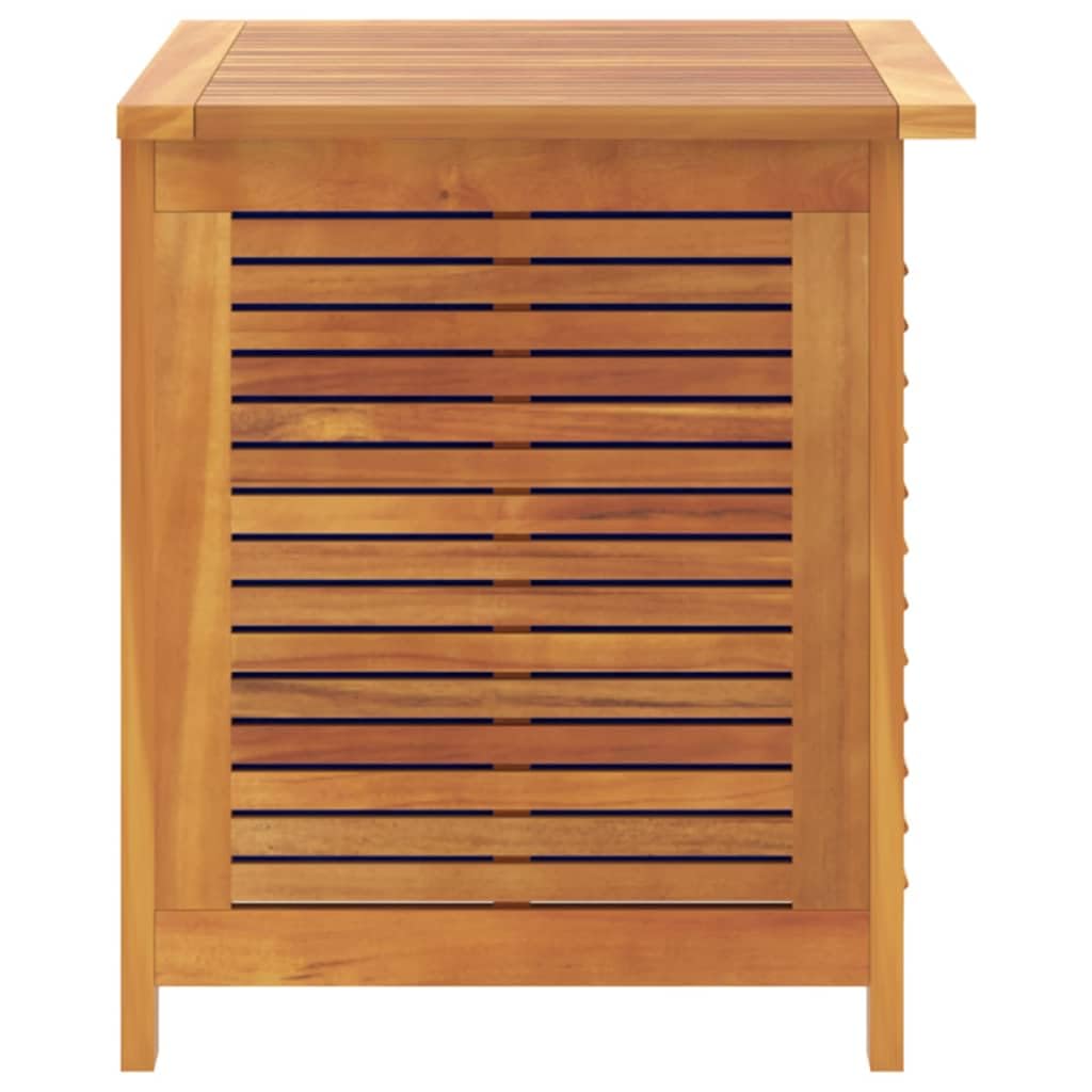 Gecheer Boîte de Rangement de Jardin Persiennes 60x50x56cm Bois Acacia, Coffre de Rangement Exterieur Organisateur de Outils, Coffre à Coussins pour Balcon, Piscine et Terrasse