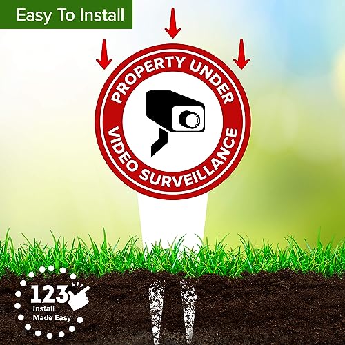 Image of Property Under Video Surveillance Sign, 11x21, Heavy Duty Integrated Ground Stakes, Indoor /Outdoor Use, Rust Free Aluminum Composite, Made in USA by My Sign center
