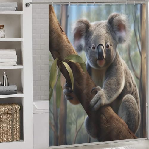 Rideau de douche koala 168x183cm lavable en machine avec crochets