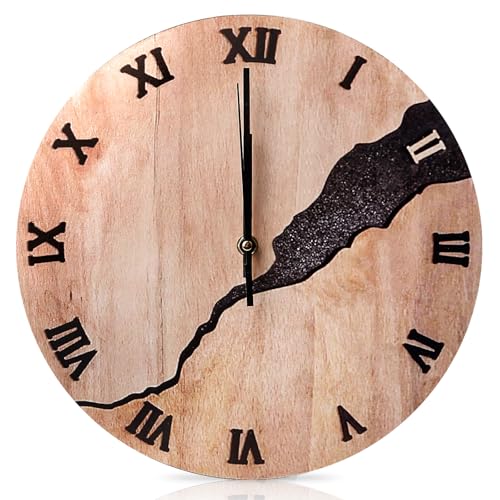 Reloj de Pared de Madera, Reloj de Pared Natural, Sin Ruido de Tictac, 30 cm, Moderno, para Habitaciones, Hogar, Cocina, Dormitorio, Oficina