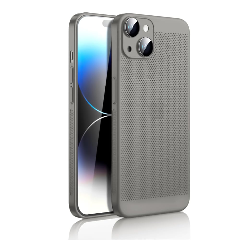 Dl3 Mobilak Case For iPhone 15 6.1-Inch Heat Dissipation Case with Built-in Camera Lens Protector Slim Fit Breathable Cooling Anti-Fingerprint Hard PC Back Shockproof Cover