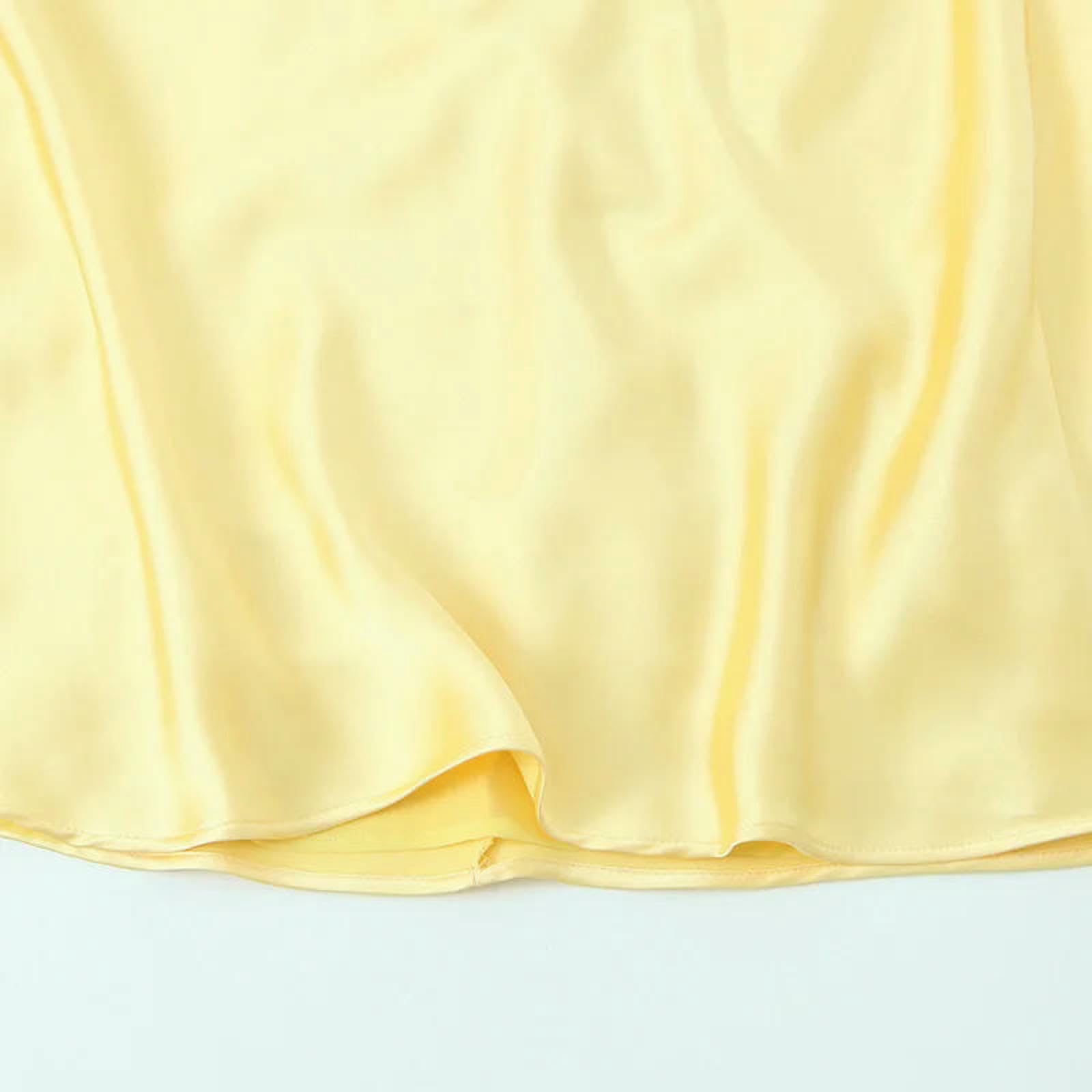 CHENSHI Robe Femme Chic Et Elegant Jaune De La Salle sans Manches Couchée en Satin Dos Sexy Robes Longues Soleil Vacances Plage-Jaune-s