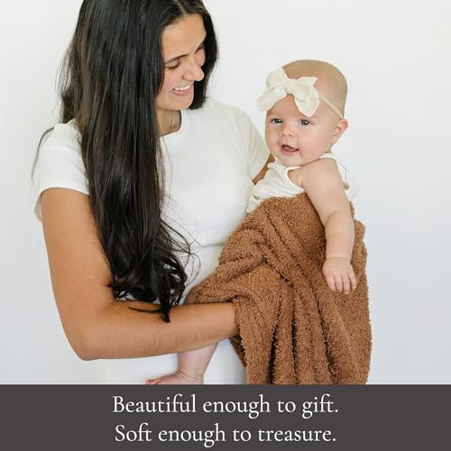 Image of Saranoni Bamboni Luxury Baby Blanket | Cozy & Soft Plush Receiving Blankets | Perfect for Girls & Infant Baby Boy Blankets | Caramel - 30 inch x 40 inch