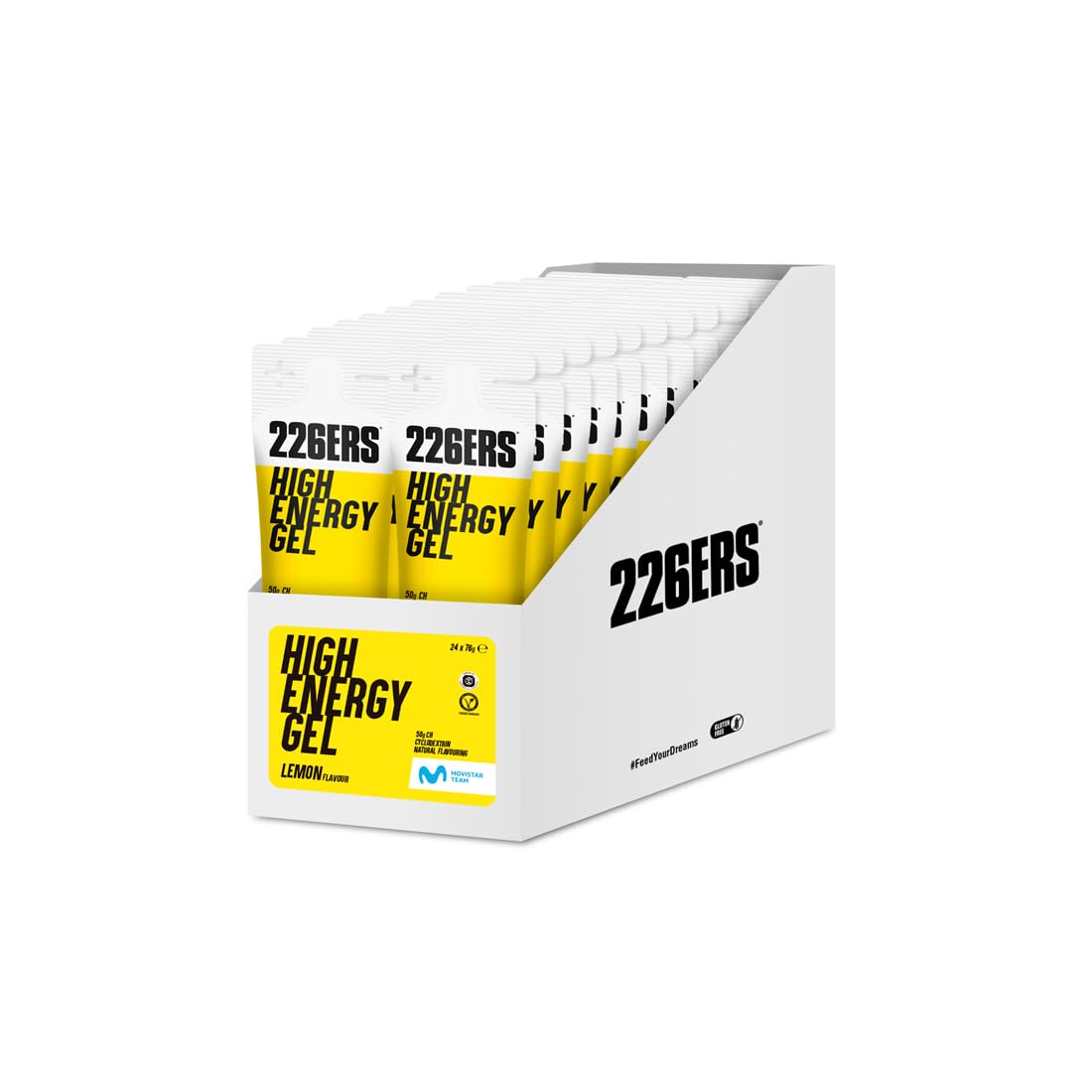 226ERS - High Energy Gel, Gel Energético para Deportistas, Ciclodextrina, Hidratos de Carbono y Aromas Naturales, Favorece Uso de Glucosa y la Digestión, Sabor Limón, 24 Geles