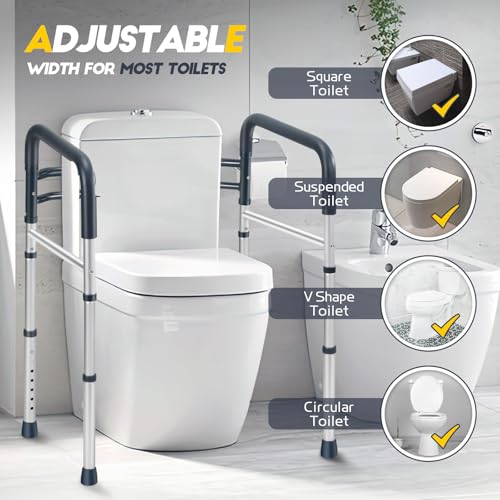 Image of Lianjindun Toilet Safety Rails (350 lb), Adjustable Toilet Frame for Elderly, Seniors, Handicap & Disabled, Foldable Handicap Toilet Handles Fit Any Toilets (Blue)