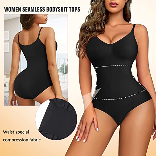 Irisnaya Women Slimming Bodysuits Shapewear Tops Tummy Control Body Shaper Spaghetti Strap Camisole Leotards Bodycon Jumpsuit - Image 3