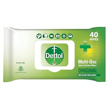 Dettol Germ Protection Wet Wipes for Skin & Surfaces, Original - 40 Count|| Moisture-Lock Lid - image, photos