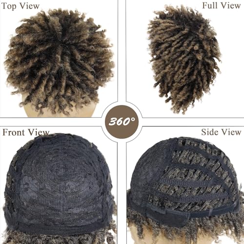 Gnimegil FBA-KDNW892-3 Ombre Blonde Dreadlock Wig Male Short Braided Wigs Fake Dreads Men Guys Wig Natural Afro Synthetic Hair Braids Short Braid Wig thumb #3