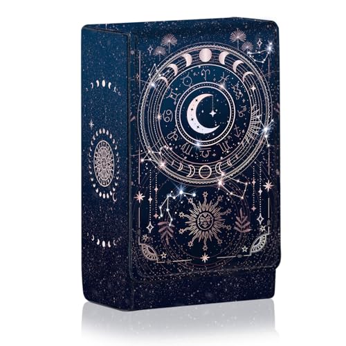 zyrnathar Tarot Card Holder Case, Sun and Moon Pattern Design Leather TarotDeck Storage Pouch Fits Tarot Decks and Playing Cards,Accessories for Divination, Sacrifice, Magic, Witchcraft (Tarot A)