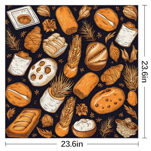 Silky Scarf 23.6" Fashion Neckerchief Purse Scarf Printed Hair Scarf for Women Girls (Wheat Bread)2