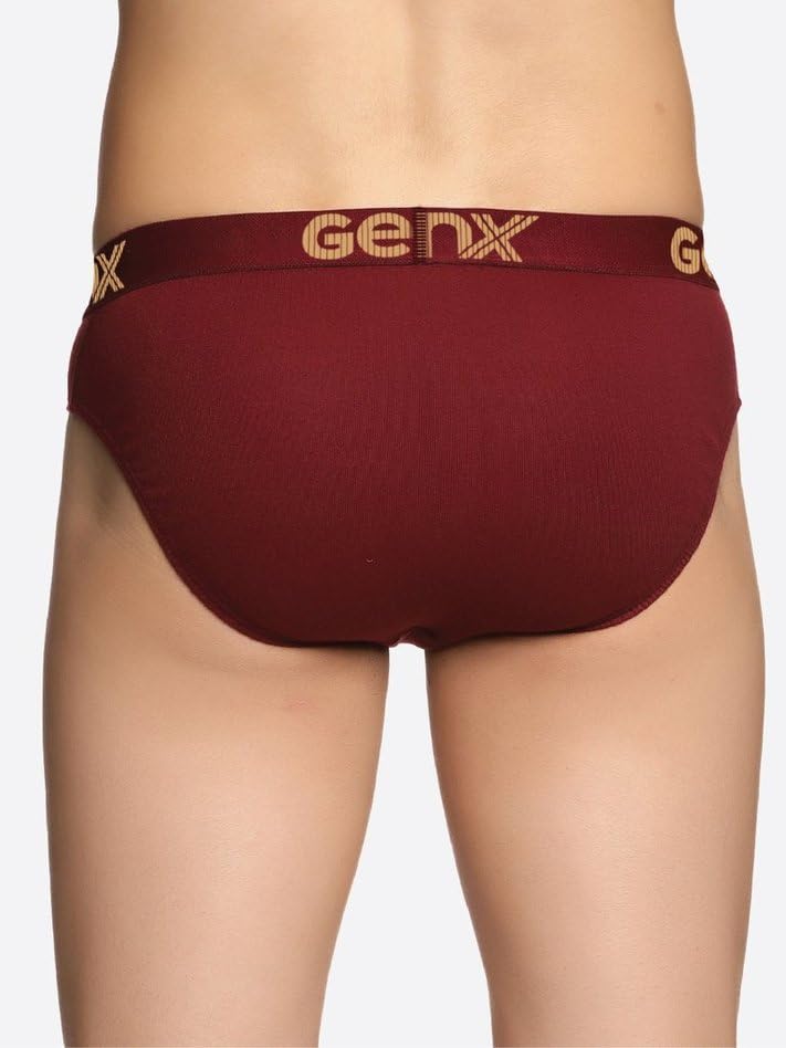 Image of Genx Jazz Men's 100% Cotton Briefs with Comfortable Waistband(Pack of 3)(Colors&Print May Vary)