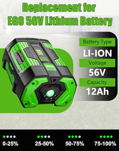 Image of HOCHSTERN 12.0Ah 56V Battery Replacement for EGO Battery BA2800T BA1400T BA4200T BA5600T BA6720T Compatible with EGO 56 Volt Batteries Power Tools 1Pack